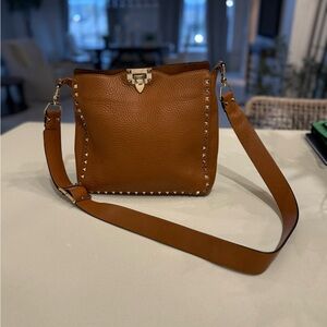 Valentino Garavani Tan Rockstud Crossbody Bag